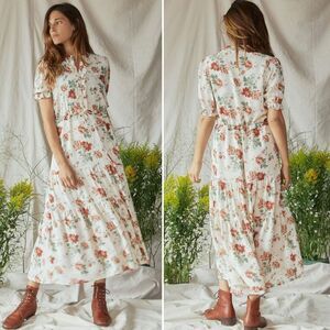 NWT Christy Dawn Elle Dress Red Anemone Garden Floral Print White Size L NEW
